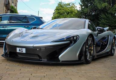 UK Number Plate 4 G on a 2012 Silver Mclaren P1 P1