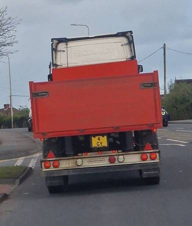 UK Number Plate 4 GY on a 2018 White Scania S650