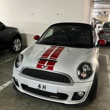 UK Number Plate 4 H on a 2015 Silver Mini Roadster