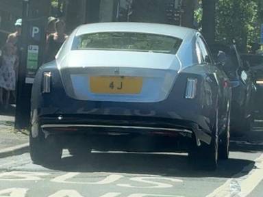 UK Number Plate 4 J on a 2026 Blue Rolls Royce Spectre Ev