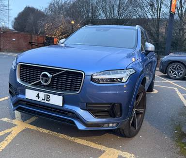 UK Number Plate 4 JB on a 2018 Blue Volvo Xc90