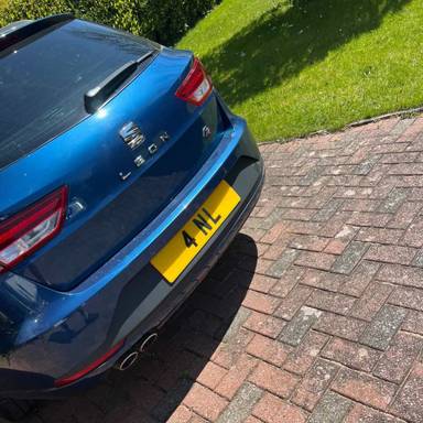 UK Number Plate 4 NL on a 2015 Blue Seat Leon