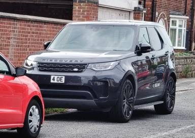 UK Number Plate 4 OE on a 2019 Grey Land Rover Discovery Se Sd6 Auto