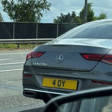 UK Number Plate 4 OY on a 2020 Grey Mercedes-Benz Cla 220 Amg Line Premium + D A