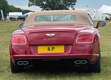 UK Number Plate 4 P on a 2015 RED Bentley Continental