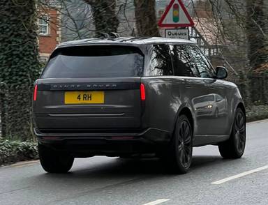 UK Number Plate 4 RH on a 2024 Grey Land Rover Range Rover Hse D Mhev Auto