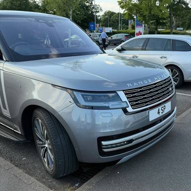UK Number Plate 4 SP on a 2022 Grey Land Rover Range Rover Autobiography Auto