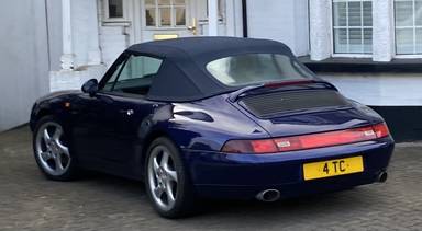 UK Number Plate 4 TC on a 1994 Blue Porsche 911