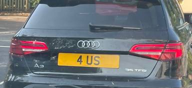 UK Number Plate 4 US on a 2020 Black Audi A3