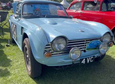 UK Number Plate 4 VC on a 1962 Blue Triumph TR4