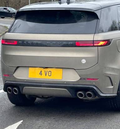 UK Number Plate 4 VO on a 2024 Bronze Land Rover R-Rover Sport Sv Ed One Mhev A