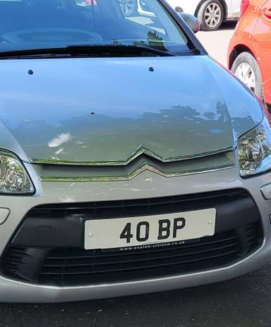 UK Number Plate 40 BP on a 2008 Silver Citroen C4