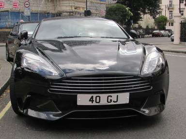 UK Number Plate 40 GJ on a 2014 Black Aston Martin Vanquish