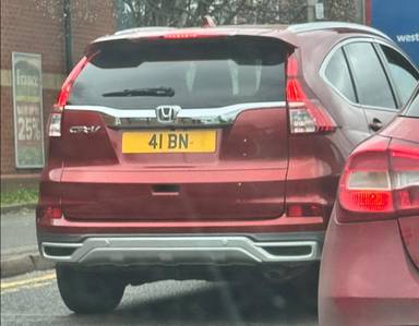 UK Number Plate 41 BN on a 2017 RED Honda Cr-V