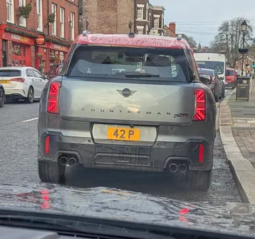 UK Number Plate 42 P on a 2024 Green Mini Countryman John Cooper Works A