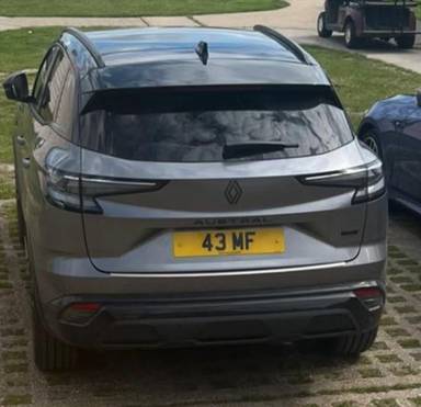 UK Number Plate 43 MF on a 2026 Grey Renault Austral Icnc Esprt Alpne Hev A