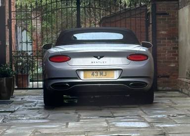 UK Number Plate 43 MJ on a 2019 Grey Bentley Continental Gt