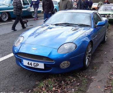 UK Number Plate 44 GP on a 2003 Blue Aston Martin DB7