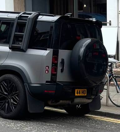 UK Number Plate 44 HO on a 2020 Silver Land Rover Defender First Edition D Auto