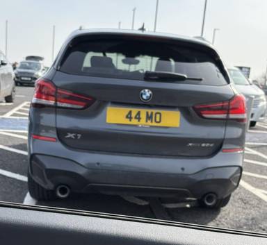 UK Number Plate 44 MO on a Grey BMW X1 Xdrive20d M Sport Auto