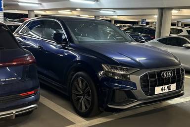 UK Number Plate 44 ND on a 2021 Blue Audi Q8 S Line 50tdi Mhev Quattro A
