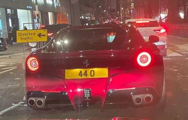 UK Number Plate 44 O on a 2013 RED Ferrari F12berlinetta