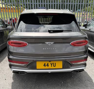 UK Number Plate 44 YU on a 2024 Grey Bentley Bentayga V8 Azure Auto