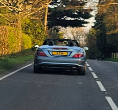 UK Number Plate 45 H on a 2012 Silver Mercedes-Benz SLK