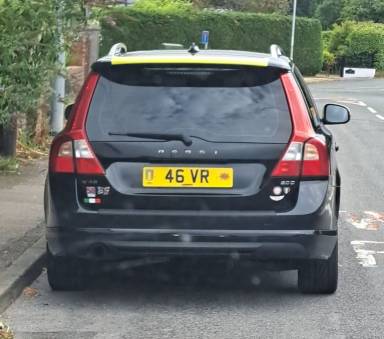 UK Number Plate 46 VR on a 2009 Black Volvo V70