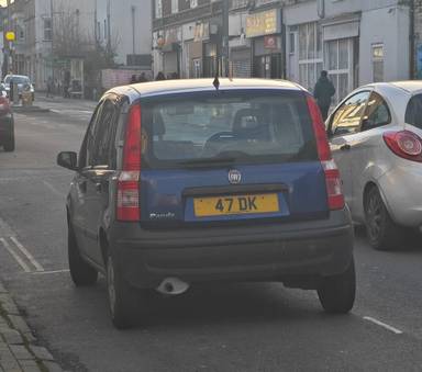 UK Number Plate 47 DK on a 2008 Blue Fiat Panda