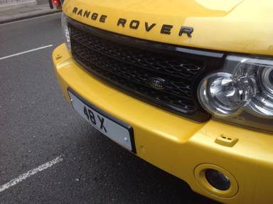 UK Number Plate 48 X on a 2008 Yellow Land Rover Range Rover