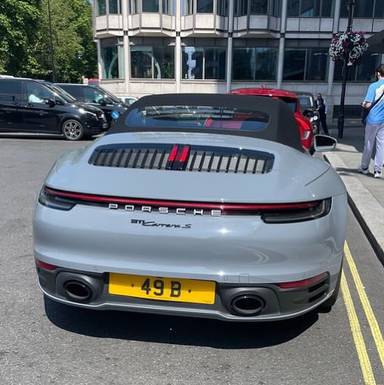 UK Number Plate 49 B on a Grey Porsche 911 Carrera S S-A