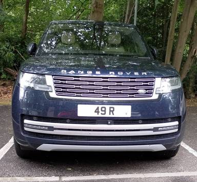 UK Number Plate 49 R on a 2023 Blue Land Rover Range Rover Autobiography Auto