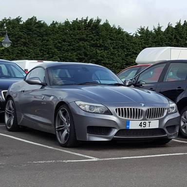 UK Number Plate 49 T on a 2010 Grey BMW Z4