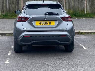 UK Number Plate 4986 D on a 2024 Grey Nissan Juke N-Connecta Hev Cvt