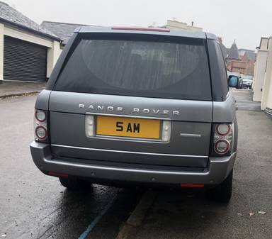 UK Number Plate 5 AM on a 2012 Grey Land Rover Range Rover