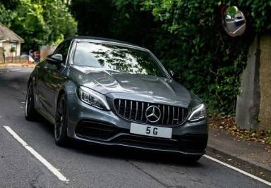UK Number Plate 5 G on a 2021 Grey Mercedes-Benz C