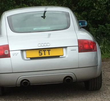 UK Number Plate 5 TT on a 2000 Silver Audi TT