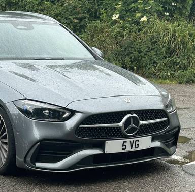 UK Number Plate 5 VG on a 2022 Grey Mercedes-Benz C 200 Amg Line Premium Mhev A