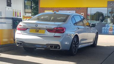 UK Number Plate 5 W on a 2017 Silver BMW 7 Series