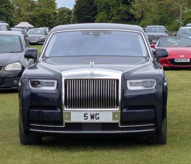 UK Number Plate 5 WG on a 2018 Purple Rolls Royce Phantom