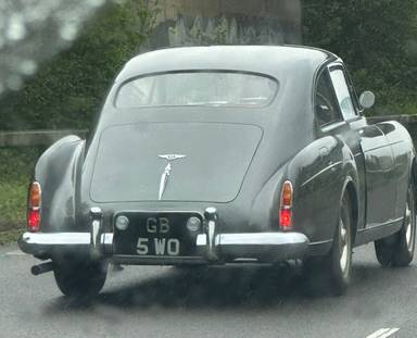 UK Number Plate 5 WO on a 1957 Grey Bentley S1 Continental