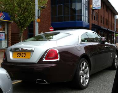 UK Number Plate 50 GO on a 2014 RED Rolls Royce Wraith