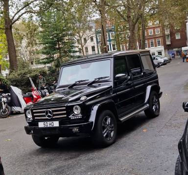 UK Number Plate 50 HO on a 2014 Black Mercedes-Benz G-Class
