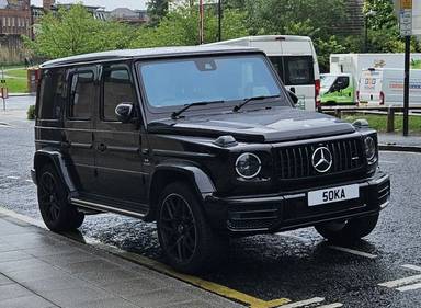 UK Number Plate 50 KA on a 2023 Black Mercedes-Benz G
