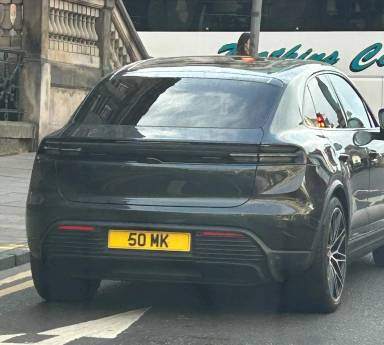 UK Number Plate 50 MK on a 2024 Grey Porsche Macan 4 Electric