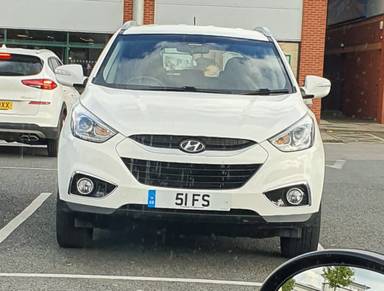 UK Number Plate 51 FS on a 2014 White Hyundai Ix35