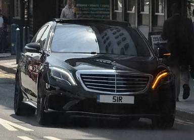UK Number Plate 51 R on a 2015 Black Mercedes-Benz S-Class