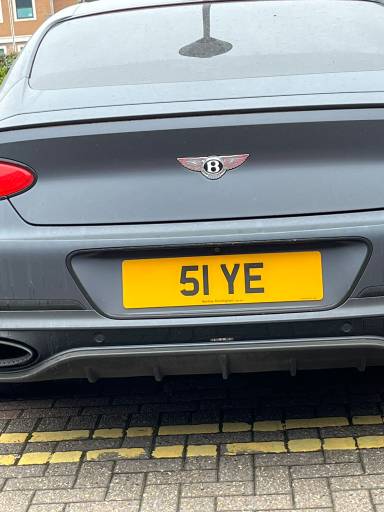 UK Number Plate 51 YE on a 2023 Grey Bentley Continental Gt Speed Auto