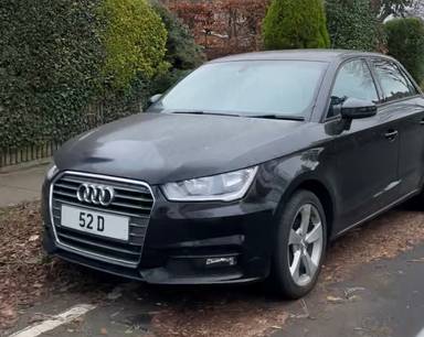 UK Number Plate 52 D on a 2017 Black Audi A1